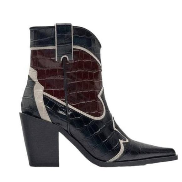 Zara Shoes - Zara leather cowboy ankle boots